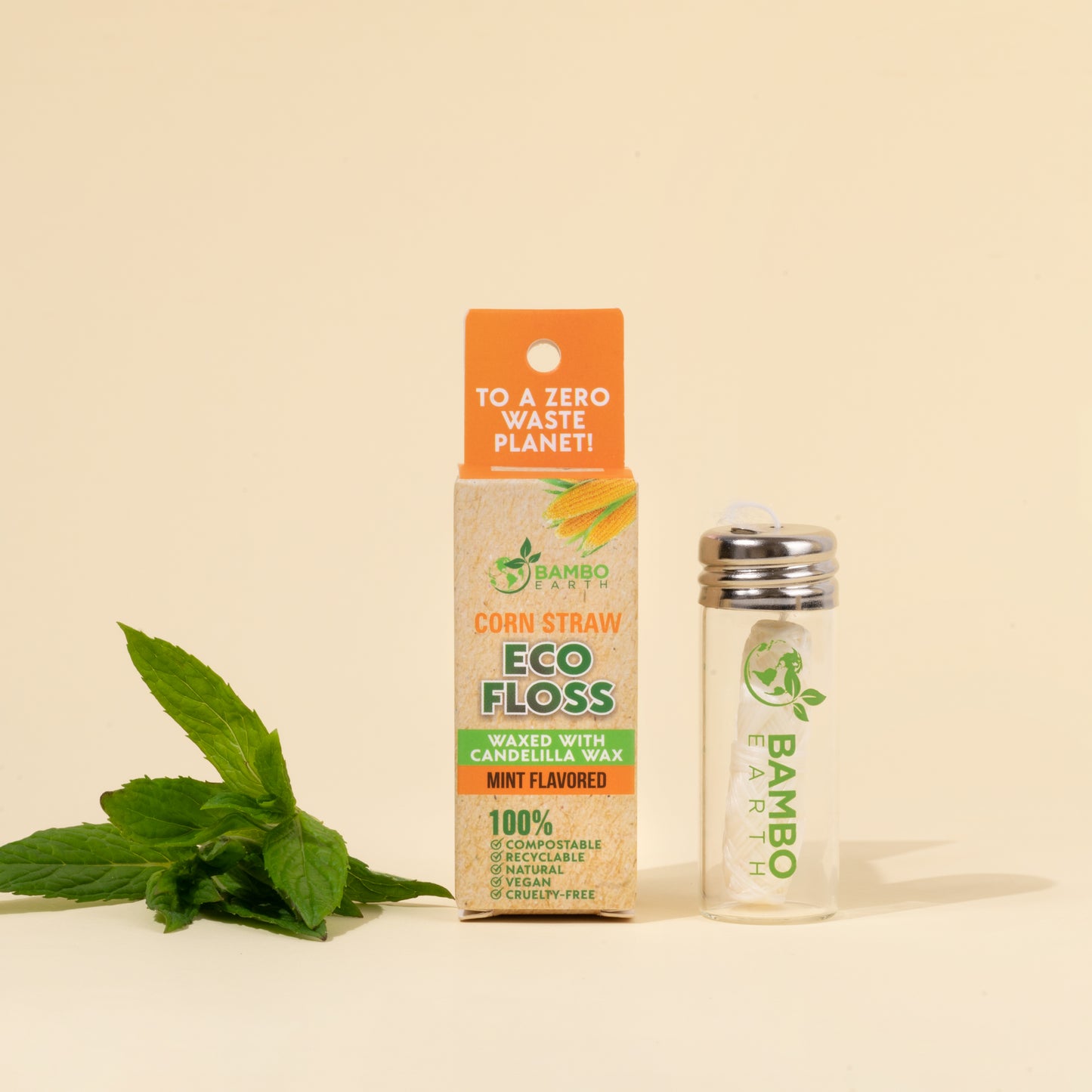 Конец за зъби с царевична нишка със стъклен буркан