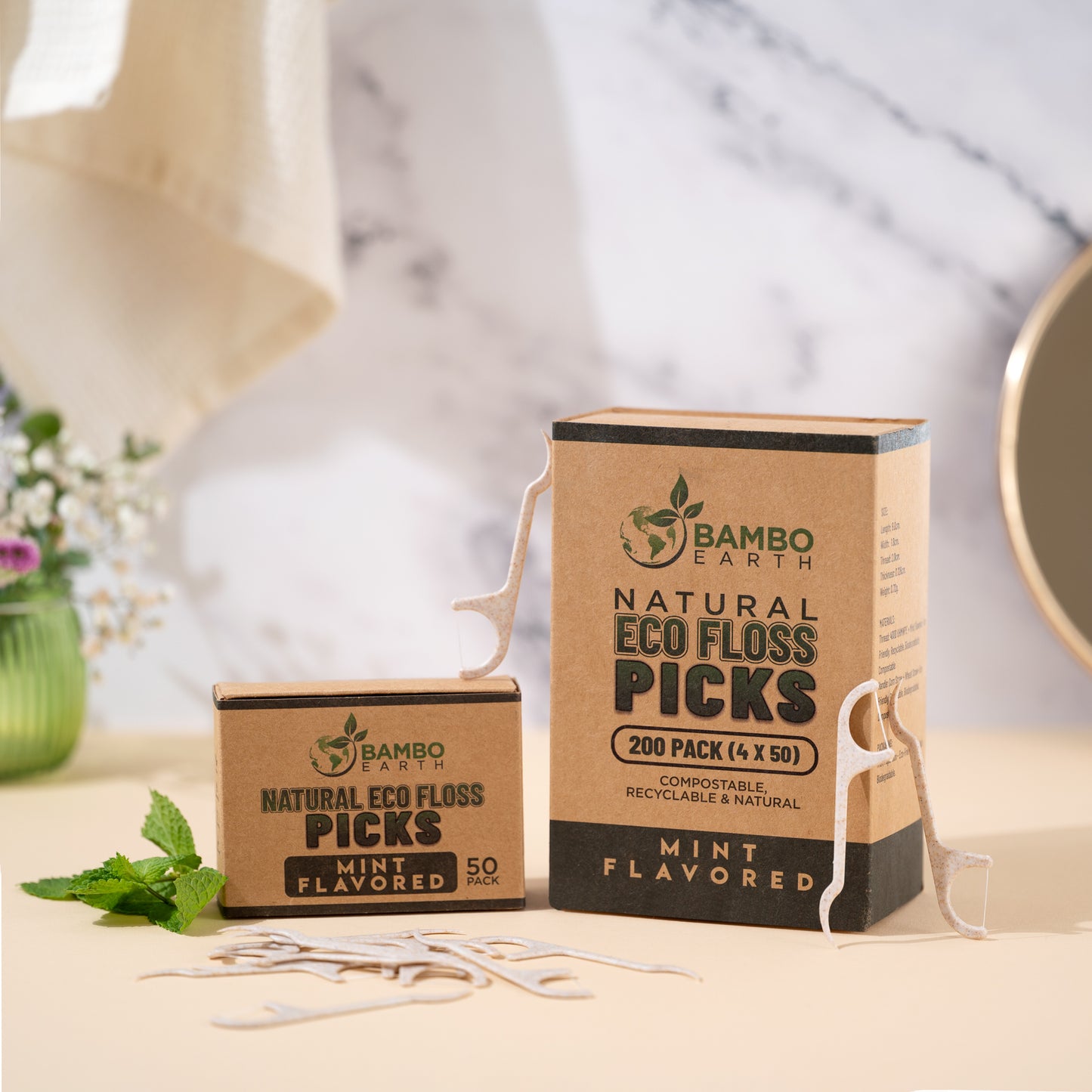 Конец за зъби на клечка с вкус мента 200 броя