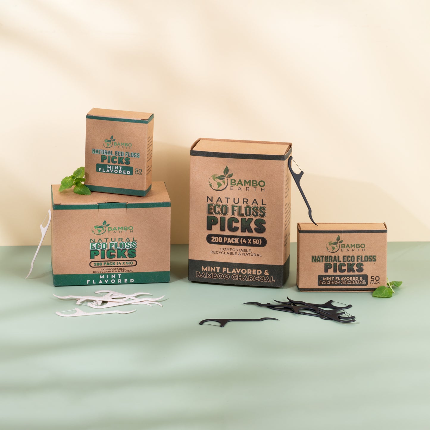 Floss Picks Charcoal & Mint