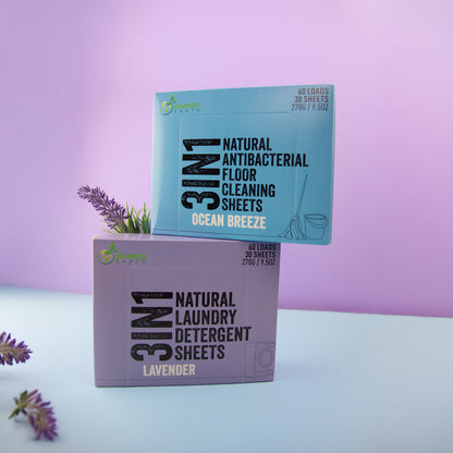 Clean Home Duo – Natural Laundry & Floor Cleaning Sheets 30 Pack Set (BG)