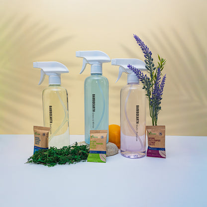 Натурални препарати за дома
„Стартов пакет“ с три спрей бутилки